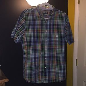 Short-sleeved button down shirt.
